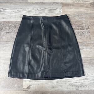 Abercrombie & Fitch Black Faux Leather Mini Skirt High Rise Y2K Size XS